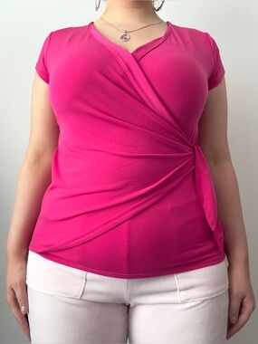 pink faux wrap top